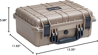 MEIJIA Portable All Weather Waterproof Protective Case,Hard Case,Camera Case with Customized Fit Foam,Fit Use of Drones,Camera,Equipments,Pistols,13.35 x11.63x5.98inches (Yellow)