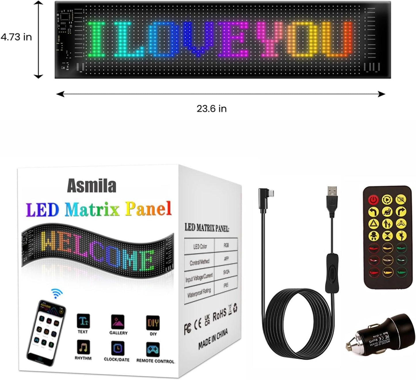 LED Eyes for Truck Windshield, 2PCS 23.6inx4.73in Devil Eyes Light for Windshield, Devil Eyes Light for Car, Truck, SUVs, Pickup, ATV, UTV and Golf Cart, Men Gift Ideas