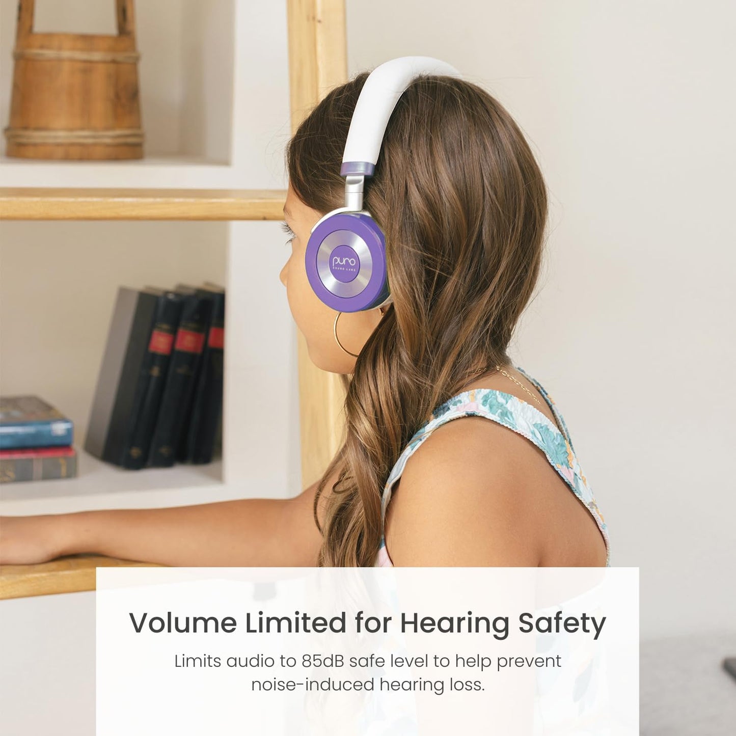 JuniorJam Plus Volume Limiting Headphones for Kids, Foldable & Adjustable Bluetooth Headphones, 22-Hour Battery Life USB-C Charging (Black)