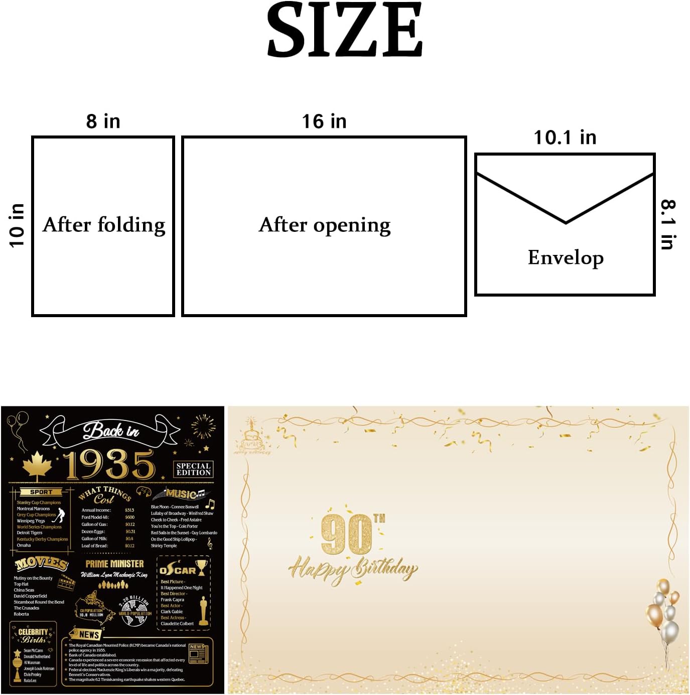 50th Birthday Card, Jumbo CANADA 25x20cm Back in 1975, Gilding Happy 50th Birthday Decoration for Woman, Men, Funny 50 Birthday Gifts for Wife, Husband, Him, Her, Mom