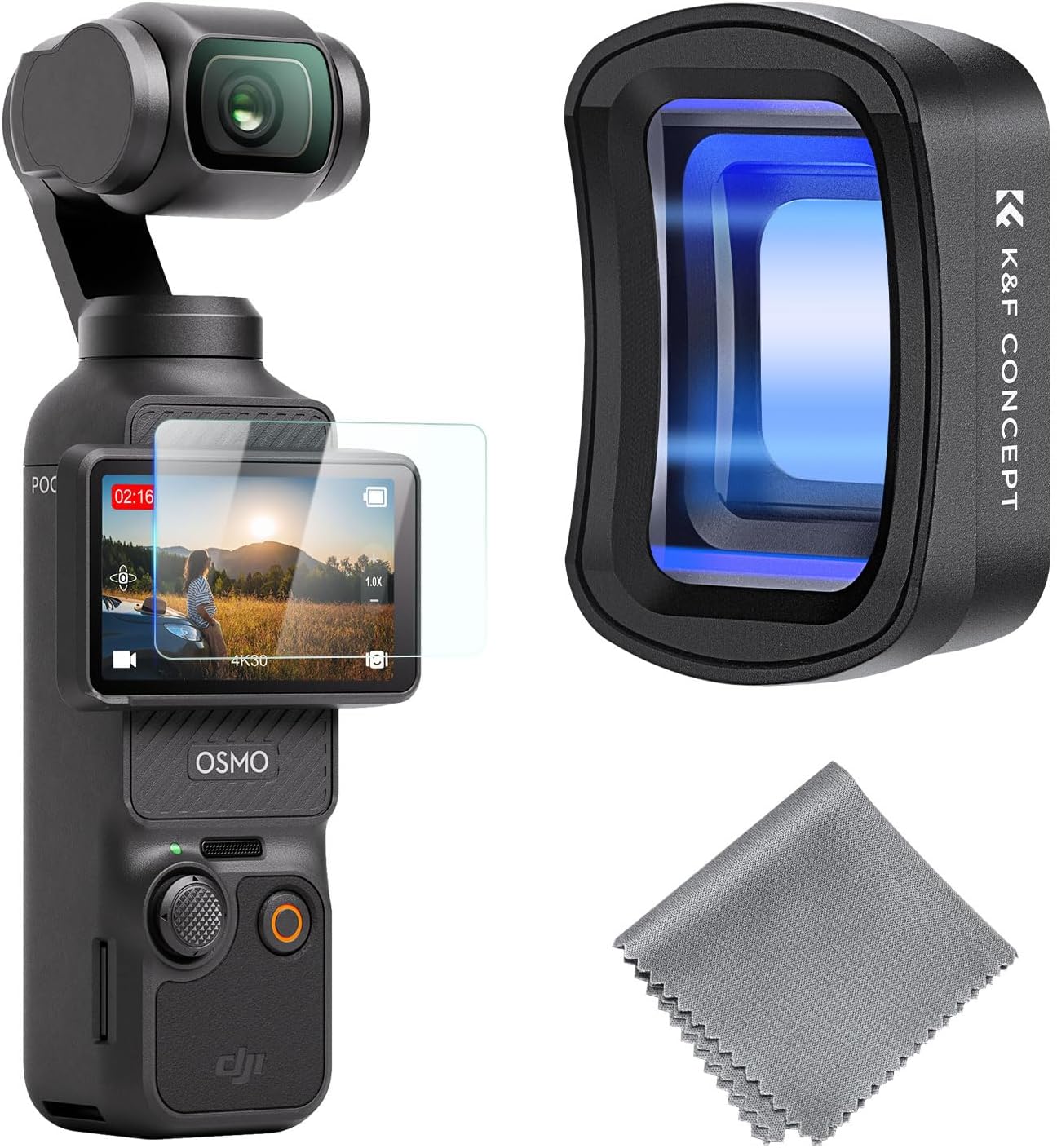 K&F Concept Wide-Angle Lens Compatible with DJI Osmo Pocket 3, Magnetic Attach/Multi-Coated/Optical Glass