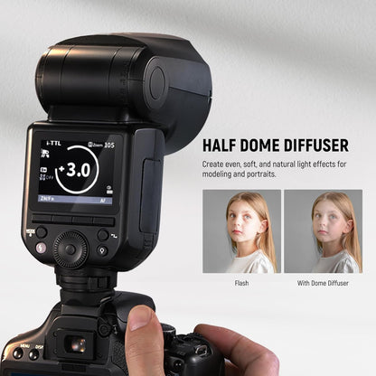 NEEWER Z2-N 2.4G TTL Round Head Flash Speedlite Compatible with Nikon Cameras, 76Ws 1/8000s HSS with Diffuser, 2 Modeling Lamps, Upgraded UI, TTL/M Toggle Key, 3000mAh Battery, 600 Full Power Flash