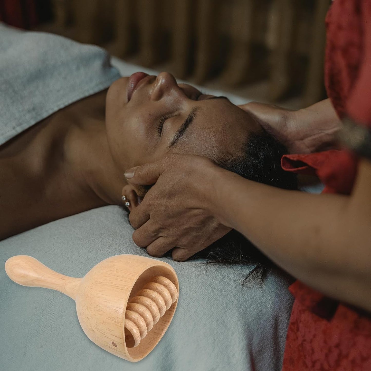 Generic Wood Massage Cup with Roller, Wooden Cupping Tool for Home Use and Facial Massage