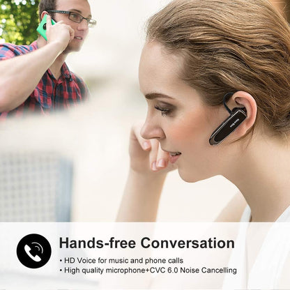 Bluetooth Headset New Bee 24Hrs V5.0 Bluetooth Earpiece Wireless Handsfree Driving Headset with Noise Canceling Mic Headset Case for iPhone Samsung Android Mobile Cell Phone Tablets Office