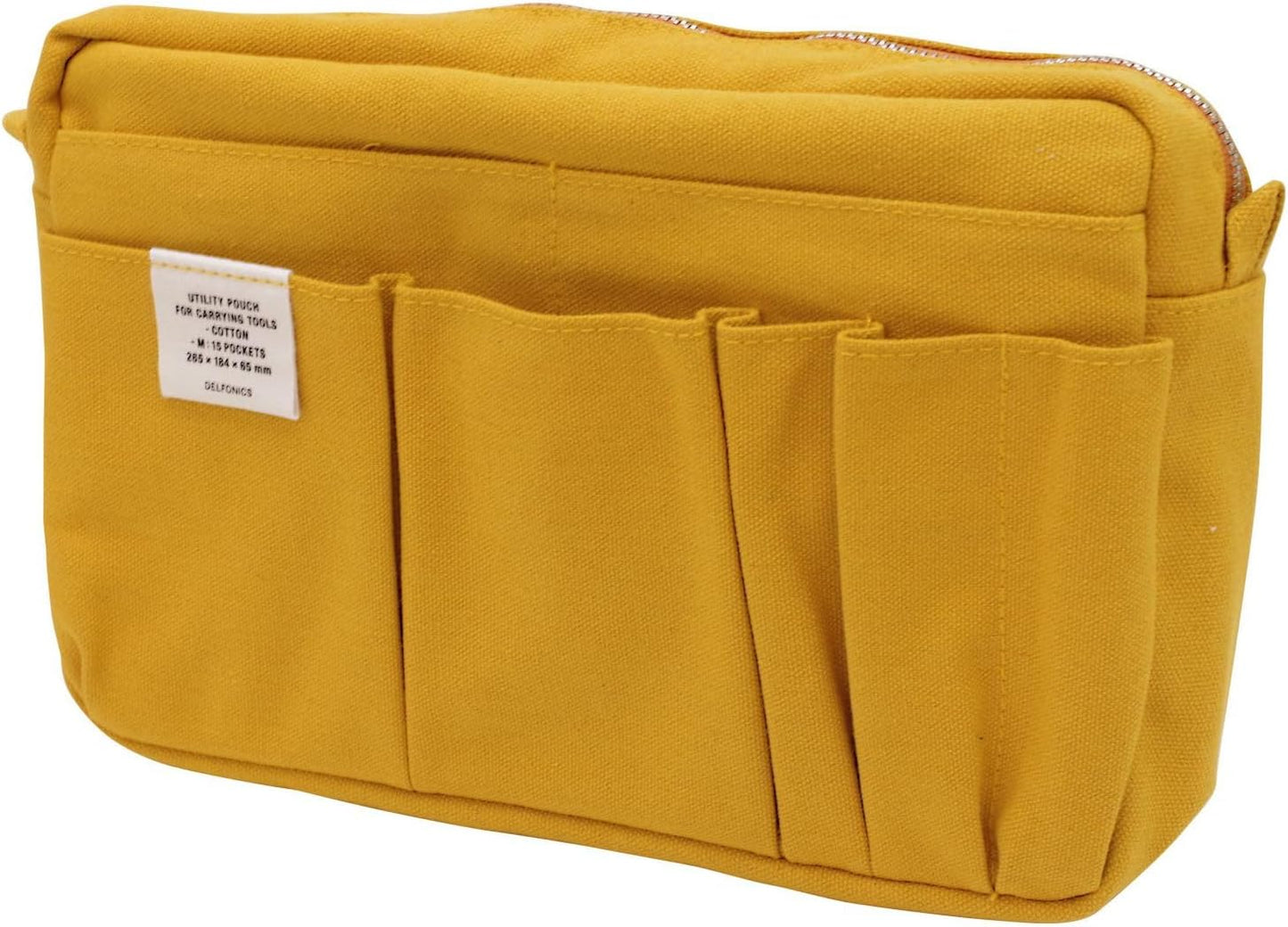 Delfonics 500092 Inner Carrying Bag Size M Yellowe Cotton Pouch Case Bag in Bag, Yellow, 10.5 in. x 7.25 in. x 2.56 in. / Medium, Compact