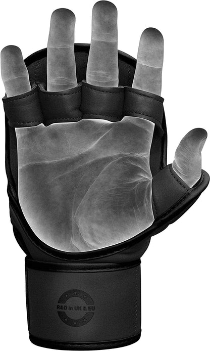 RDX MMA Gloves Sparring Grappling, Hybrid Open Palm Martial Arts Mitts Men Women, Maya Hide Leather Wrist Support, Cage Fighting Combat Sports, Muay Thai Training, Punching Bag and Kickboxing