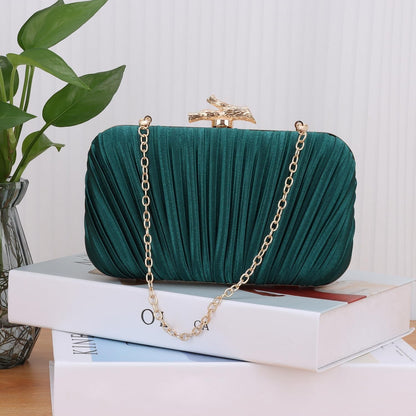 Clutch Purses for Women Evening Bag Pleated Clutch Bag with Chain Party Purses Handbag for Cocktail/Prom/Party/Wedding/Formal