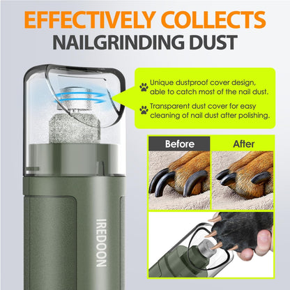 IREDOON Dog Nail Grinder Upgraded - Professional 3-Speed Super Quiet and Low Vibration Electric Pet Nail Grinder with 4 LED Lights - Painless Paws Grooming & Smoothing for Small to Large Dogs (Black)