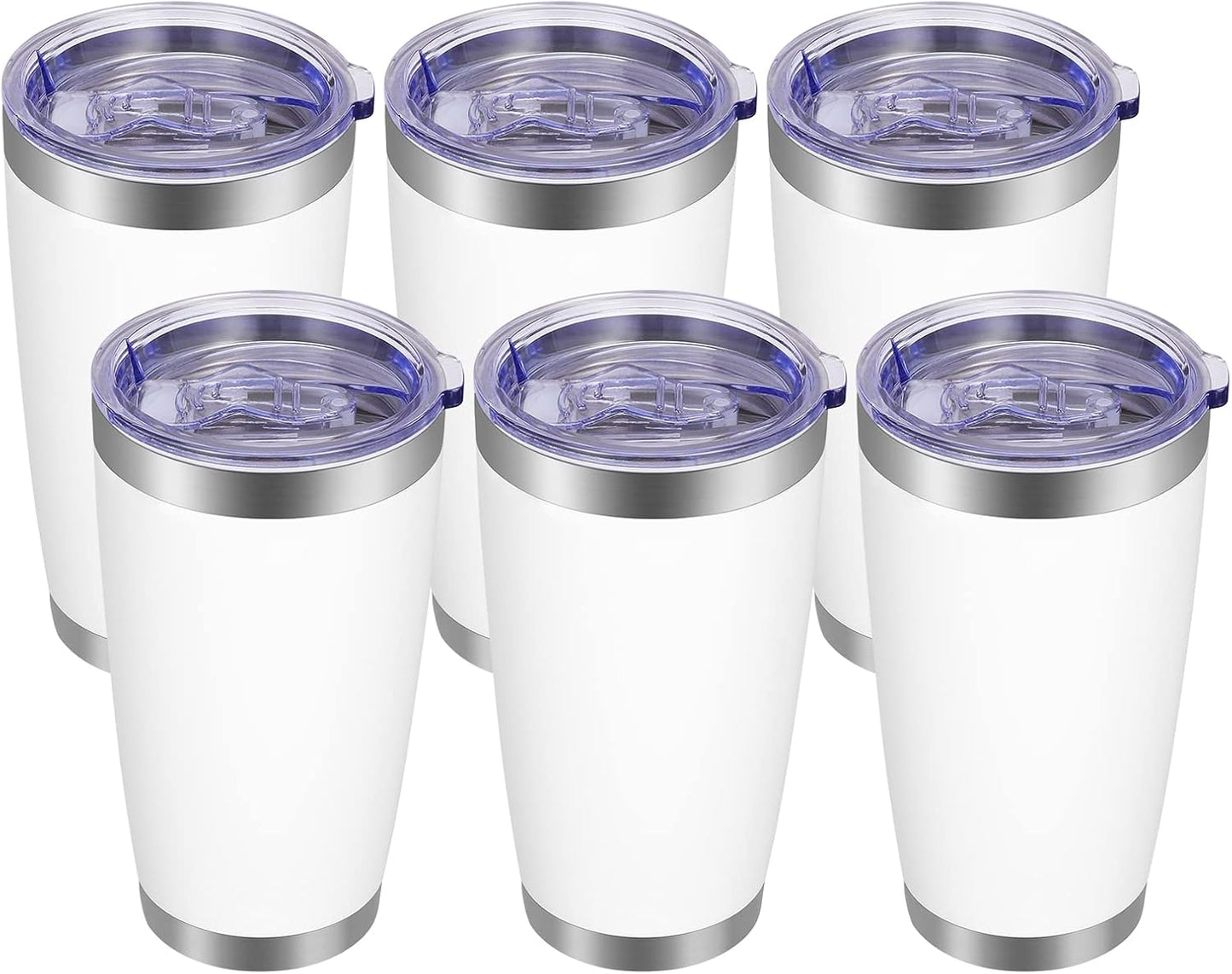 VEGOND 20oz Tumbler with Lid and Straw Stainless Steel Tumbler Cup Bulk Vacuum Insulated Double Wall Travel Coffee Mug Powder Coated Coffee Cup (Bluish Violet 6 Pack)