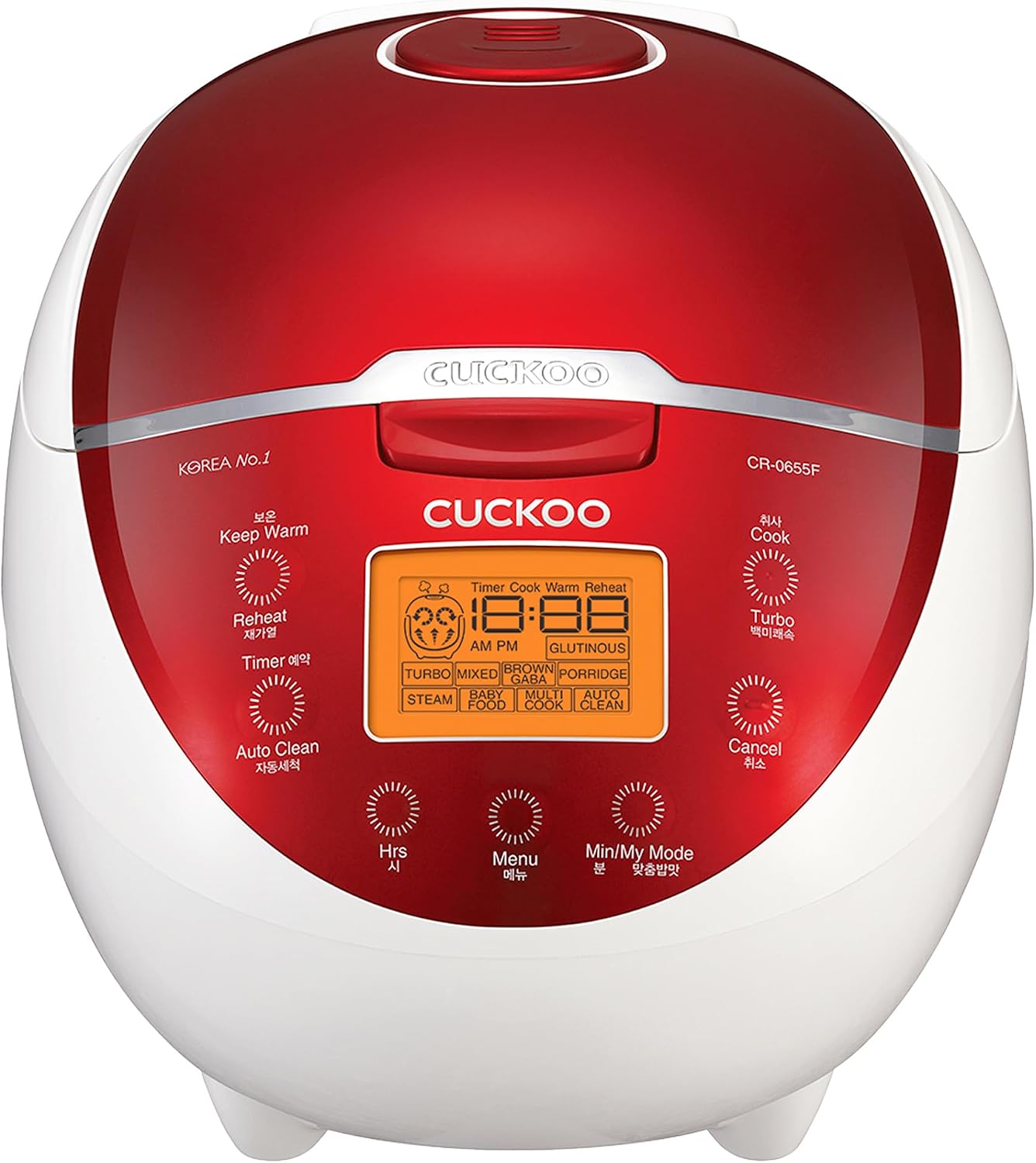 CUCKOO Rice Cooker 6 Cup Uncooked / 12 Cup Cooked, Classic Fuzzy Logic Rice Cooker Small with Delay Timer & Keep Warm Setting, Versatile Food Steamer for Cooking, Non-Stick Inner Pot, Red (CR-0655F)