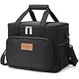 Lunch Bag for Women Men Double Deck Lunch Box - Leakproof Insulated Soft Large Lunch Cooler Bag, MIYCOO (Black,15L)