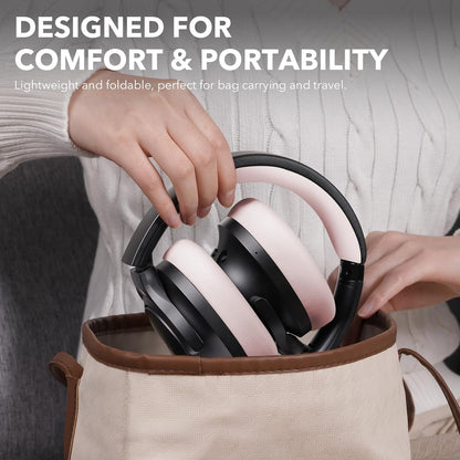 1Mii Y8+ Noise Cancelling Headphones Bluetooth, Wireless LDAC Hi-Res Audio, Custom EQ via App, 75H Playtime, Comfort Fit, Over Ear Headphones Foldable for Airplane Travel Home Office - Black
