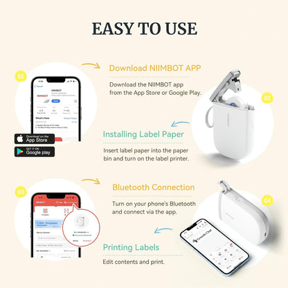 NIIMBOT D110 Mini Label Maker Machine with Tape(Pre-Cut Size 12x40mm), Portable Bluetooth Sticker Printer, Inkless Automatic Feeding One-Touch Custom Printing, Compatible with Phone Only