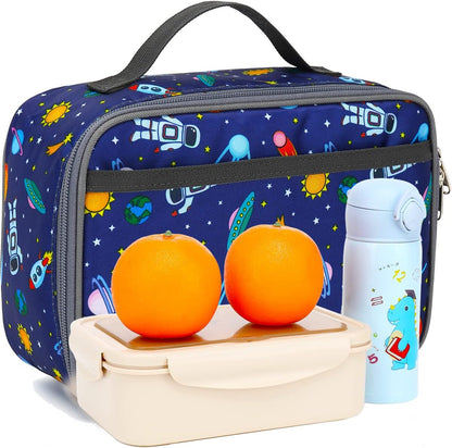 FlowFly Kids Lunch Box Insulated Soft Bag Mini Cooler Back to School Thermal Meal Tote Kit for Girls, Boys, Black