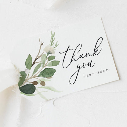 Bliss Collections Thank You Cards - Cards for Weddings, Receptions, Bridal Showers, Baby Showers, Graduations, Special (Rustic Greenery - 25 pieces)
