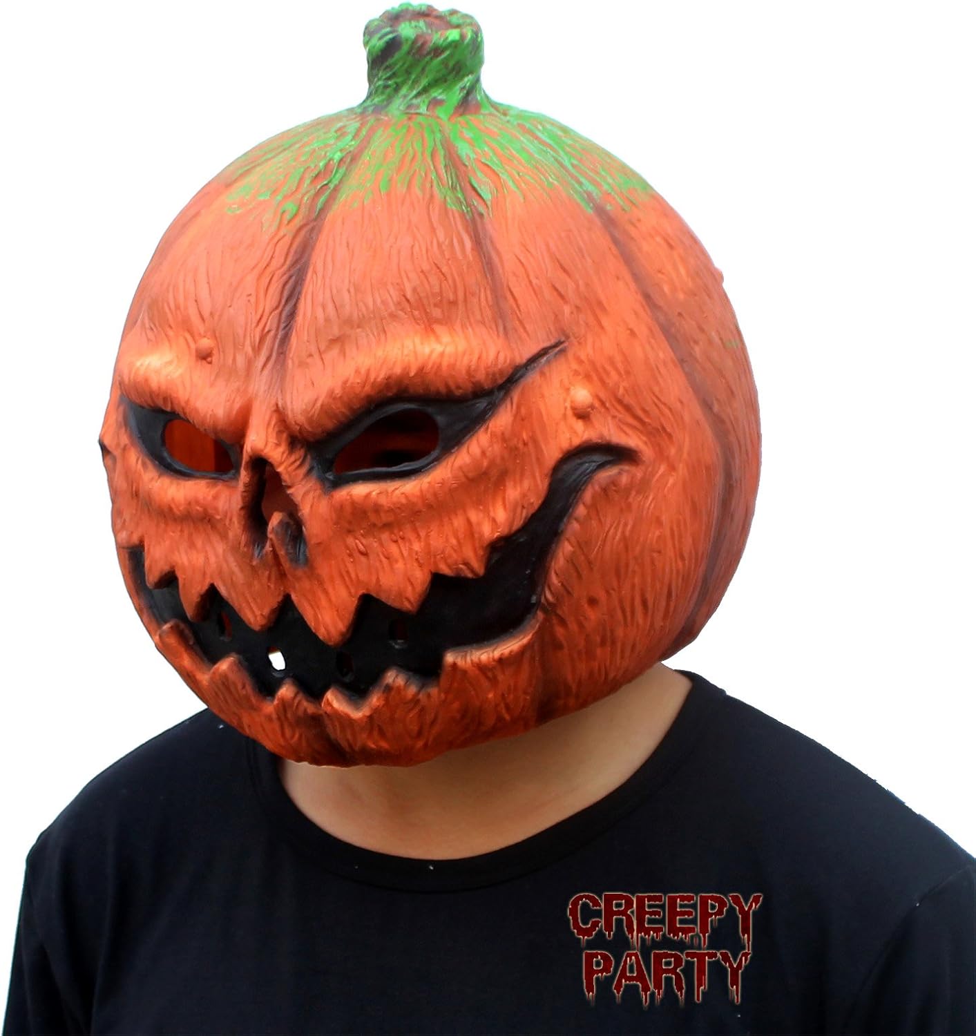 CreepyParty Deluxe Novelty Halloween Costume Party Props Latex Pumpkin Head Mask (Pumpkin)