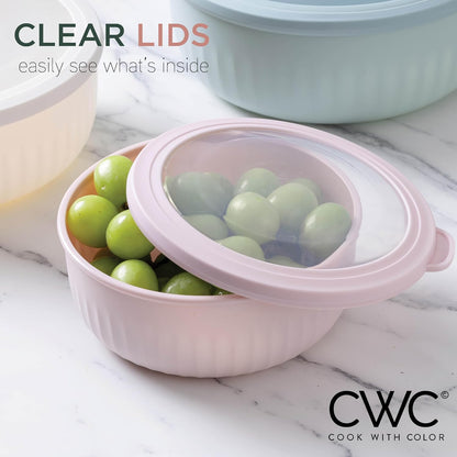 COOK WITH COLOR Prep Bowls with Lids- 8 Piece Nesting Plastic Small Mixing Bowl Set with Lids (Teal Ombre)