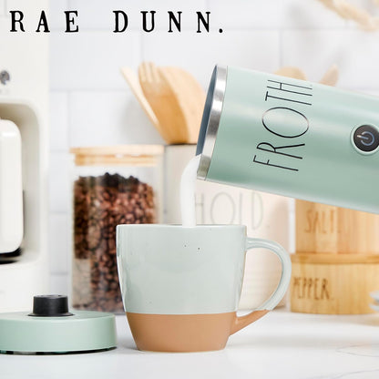 Rae Dunn - Electric Milk Frother - Elegant Automatic Milk Steamer and Frother, Milk Warmer, Hot and Cold Frothing Machine for Coffee, Latte, Cappuccino, Macchiato,
