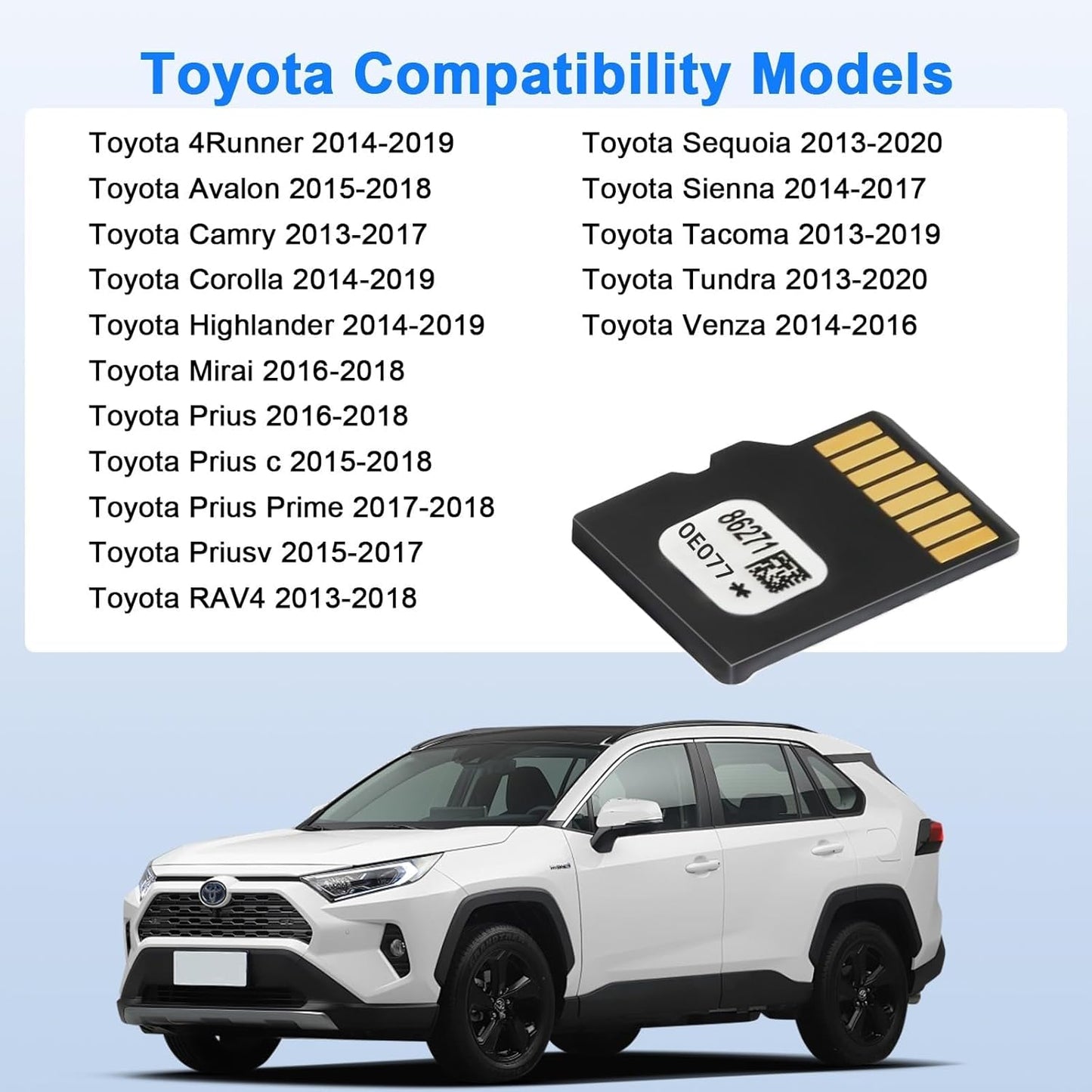 2025 Latest 86271-0E077 Navigation SD Card Update Version for Toyota RAV4 Camry Corolla Highlander 4Runner Tundra-Toyota Navigation Micro SD Card GPS Map for USA/CAN