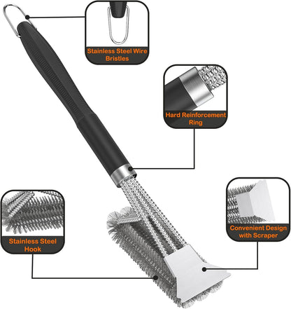 2 Packs BBQ Grill Brush, BBQ Brush Cleaner for Grill, BBQ Accessories Cleaning Brush, BBQ Brush Bristle Free Suitable for Gas, Charcoal, Infrared & Barbecue Grill