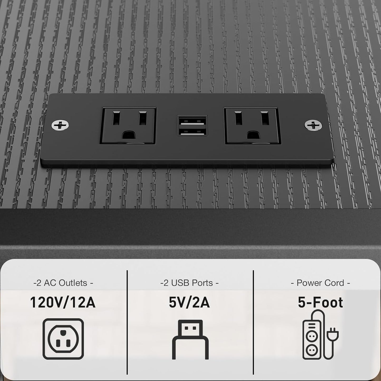 JANE EYRE - Adjustable Computer Tower Stand - CPU Stand with Charging Station for Office, Home, Classroom, 23-28.3 Inches Tall, Black