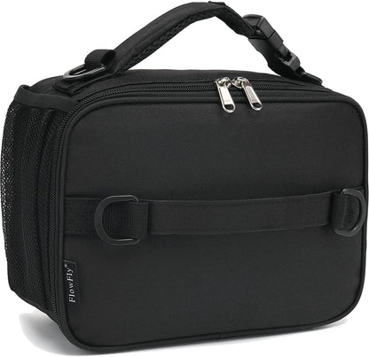 FlowFly Kids Lunch Box Insulated Soft Bag Mini Cooler Back to School Thermal Meal Tote Kit for Girls, Boys, Black