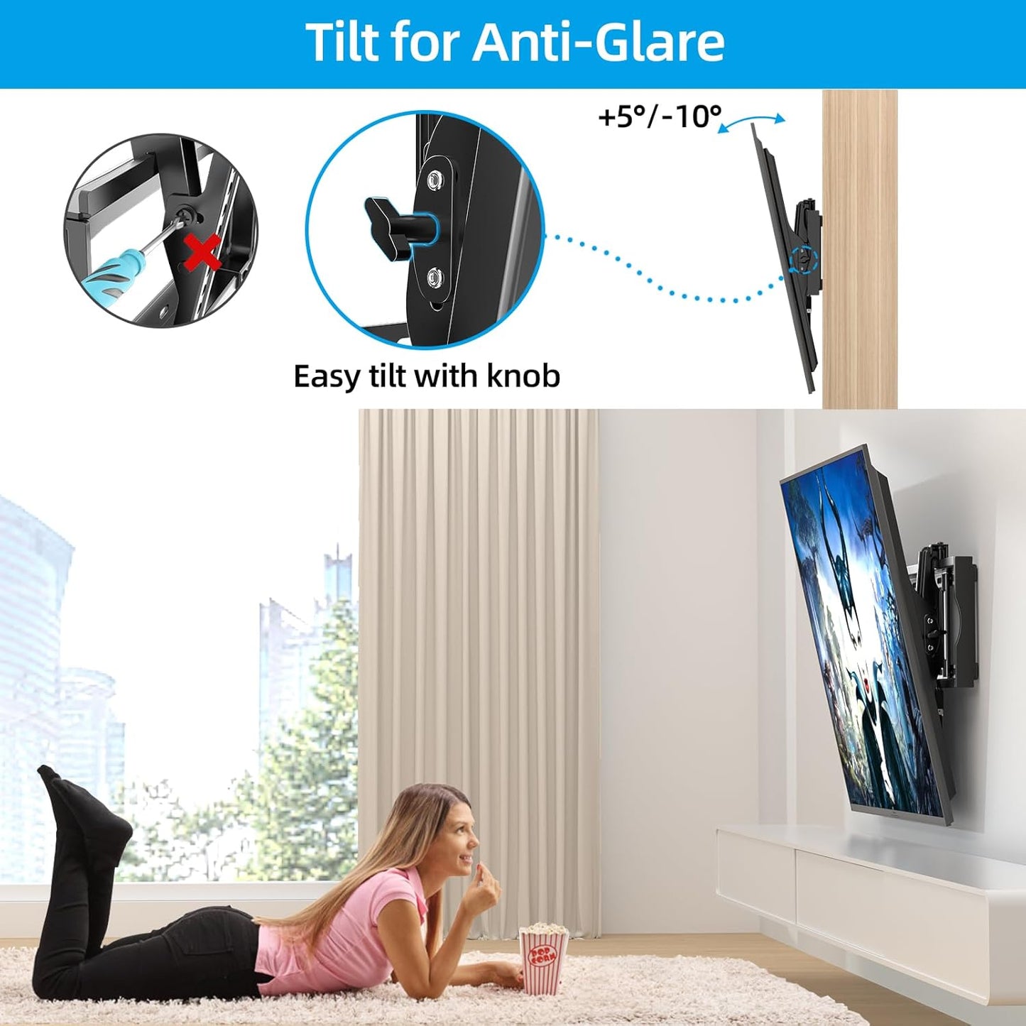HOME VISION Tilting TV Wall Mount for Most 48-120 inch Flat Curved TVs up to 200 lbs,Heavy Duty TV Mount Max VESA 800x600mm,Wall Mount TV Bracket Fit 16"18"24" Wood Studs Space Saving for LED OLED LCD
