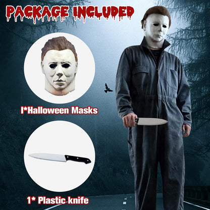 FGHJKL Halloween Horror Mask for Adults Men With Classic Knife Props Halloween Scary Mask for Cosplay