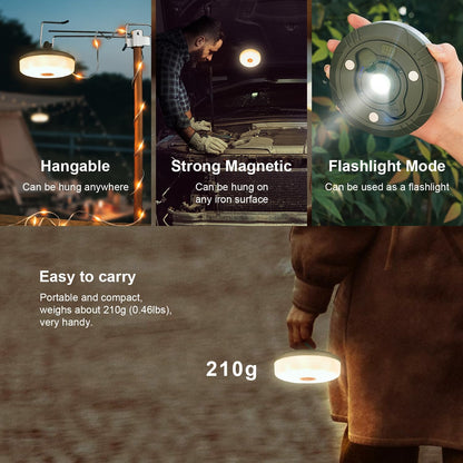 Camping String Lights, 32.8Ft Outdoor String Lights with 8 Lighting Modes,Quick 30s Recovery,Portable and Durable,12H Runtime-Rechargeable Camping Lights for Outdoor Yard Hiking