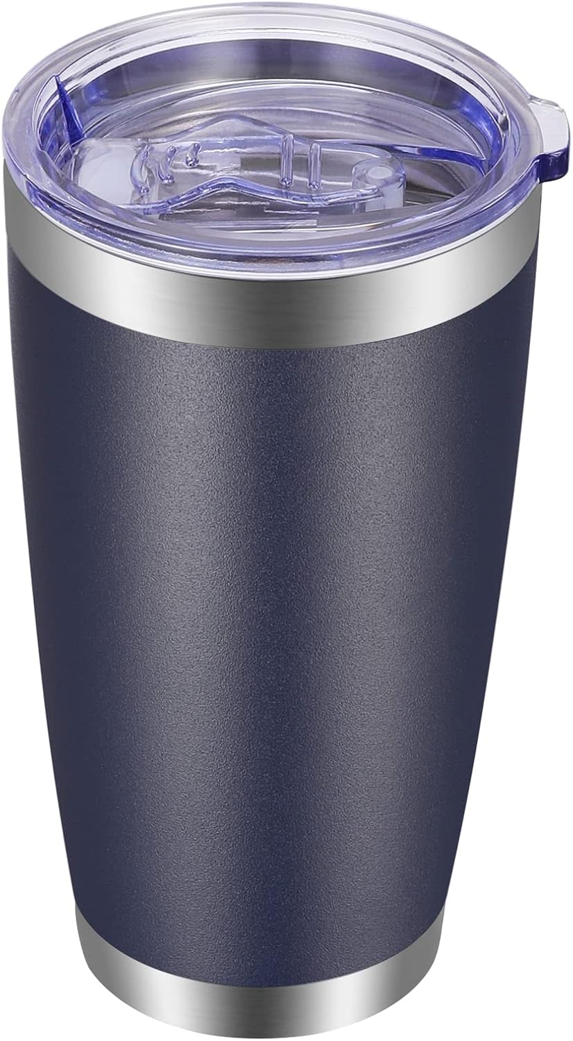 VEGOND 20oz Tumbler with Lid and Straw Stainless Steel Tumbler Cup Bulk Vacuum Insulated Double Wall Travel Coffee Mug Powder Coated Coffee Cup (Bluish Violet 6 Pack)