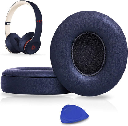 SoloWIT® Ear Pads Cushions Replacement, Earpads for Beats Solo 2 & Solo 3 Wireless On-Ear Headphones with Soft Protein Leather, Stronger Adhesive, Noise Isolation Memory Foam - White