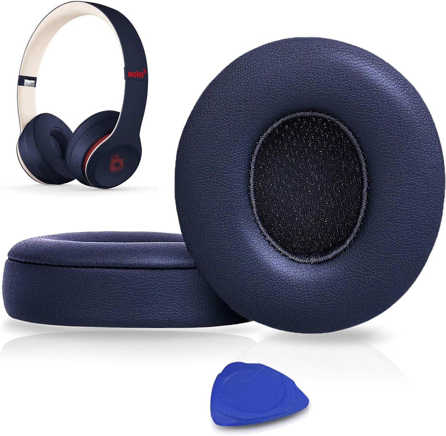 SoloWIT® Ear Pads Cushions Replacement, Earpads for Beats Solo 2 & Solo 3 Wireless On-Ear Headphones with Soft Protein Leather, Stronger Adhesive, Noise Isolation Memory Foam - Black