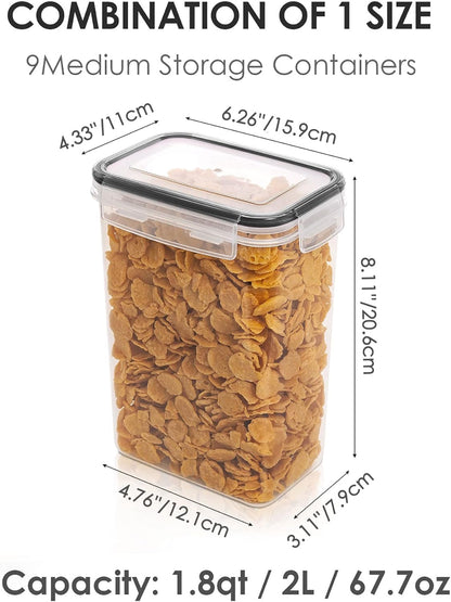 Vtopmart Extra Large Tall Airtight Food Storage Containers, 4 Pieces 6.5L Plastic Kitchen Pantry Storage Containers for Spaghetti, Flour and Baking Supplies - Include 24 Labels, Black