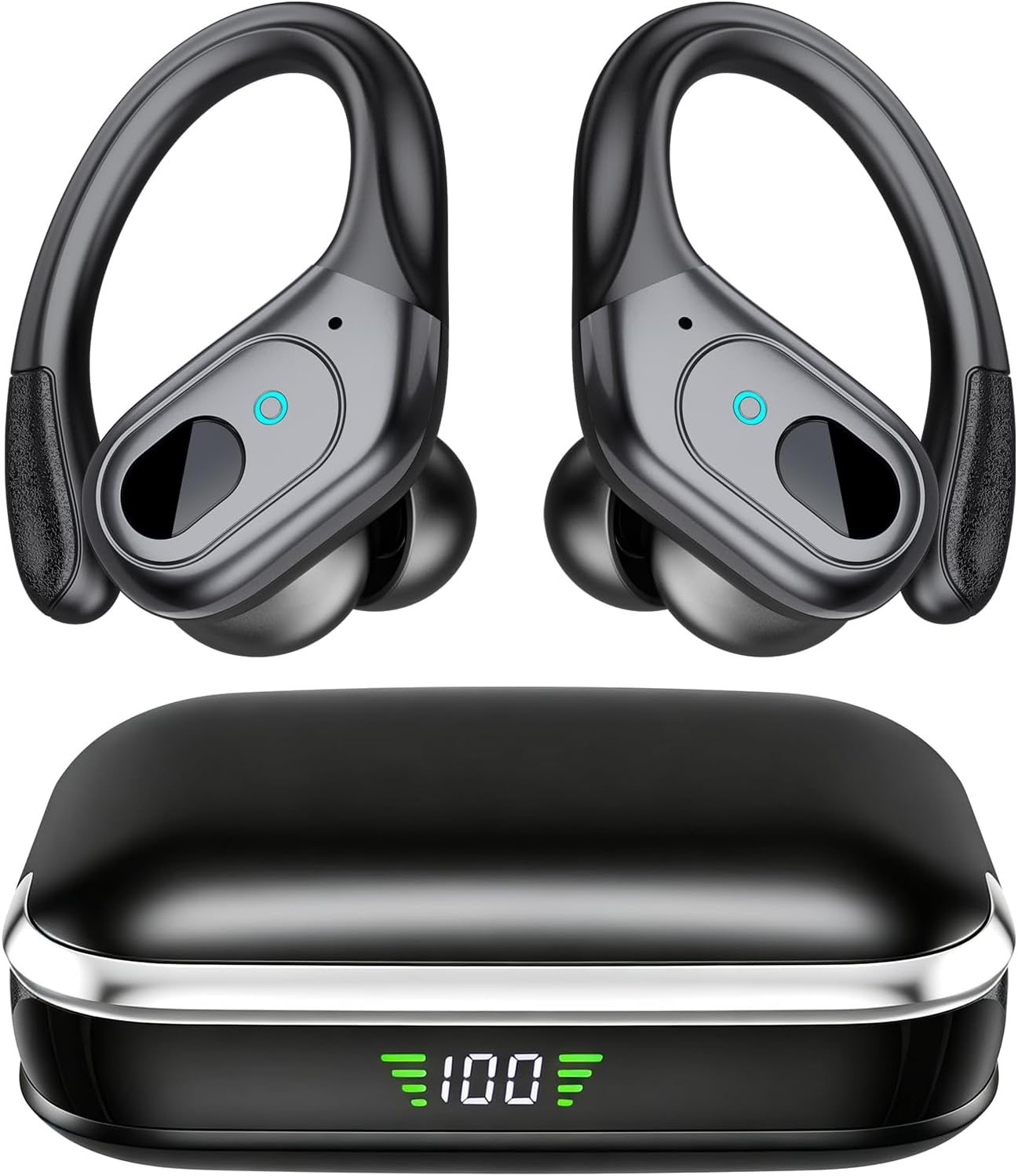 Wireless Earbuds Bluetooth 5.4 Headphones, Noise Canceling Ear Buds with 75hr Playtime, LED Power Display, IPX7 Waterproof Earphones Over Ear Earphones for Sports/Workouts