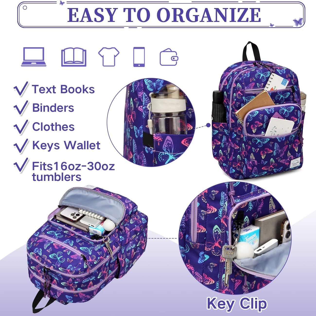 School Backpack for Men Women,Vaschy Lightweight School Bag Bookbag Casual Daypack for High School/College/Teens/Travel/Work