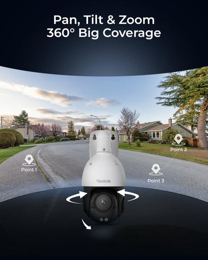 REOLINK Smart 4K/8MP UHD PTZ Dome Security Camera with16X Optical Zoom, Spotlights Color Night Vision, Person/Vehicle/Animal Detection, 2 Way Talk, 24/7 Recording, RLC-823S2
