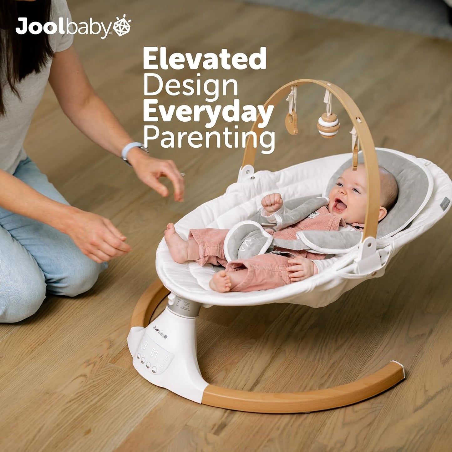 Jool Baby Nova Nature Baby Swing for Infants – Bluetooth Music, Remote Nature-Inspired Design Complements Your Space - Keep Baby Happy While Getting Things Done – Side-to-Side Gentle Motion