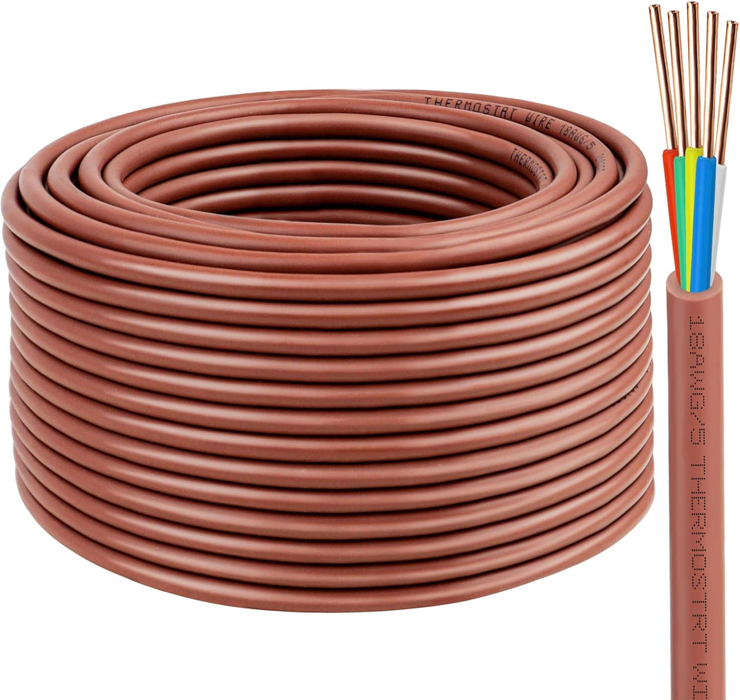 XRDS -RF 18/5 Thermostat Wire - 75 Feet, 5 Conductor Thermostat Cable for HVAC Heating and Cooling - 18 AWG Copper Wire