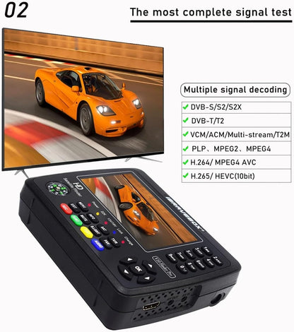 V10 Finder Pro Satellite Meter DVB-S2/S2X DVB-T2/T H.265 Vs Kpt 717st Plus Gtmedia V8 Finder Pro2 Dvb T2 Satfinder(V10 Finder WiFi)