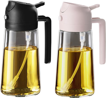 Purilite Select 470ml Glass Oil Sprayer &amp; Dispenser Bottle – 2-in-1 Flip Top