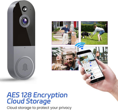 Occuwave 1080P Video Doorbell Camera Wireless, Cloud Storage, Live View, 2-Way Audio, Night Vision, Included Ring Chime, 2.4Ghz WiFi Only, Indoor Surveillance, Real-Time Alert (Silver)