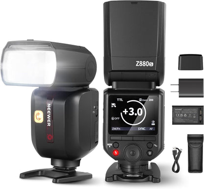NEEWER Z880-C 2.4G 76Ws TTL Camera Flash Speedlite Compatible with Canon, Upgraded UI, Adjustable Modeling Lamp, TTL/M Quick Switch TCM Key, 1/8000s HSS 7.4V/2600mAh Battery 480 Full Power Flash