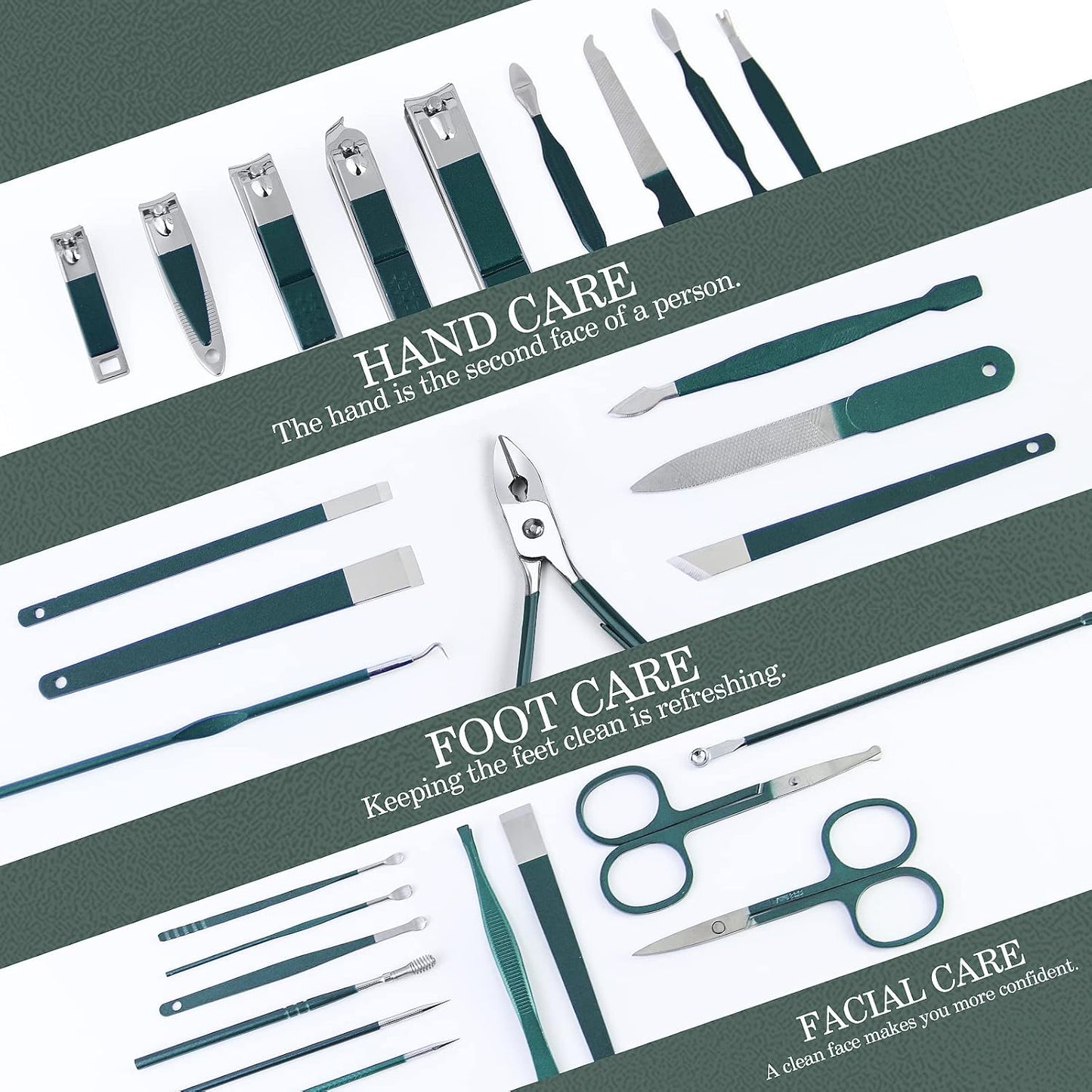 WOAMA Manicure Set 30 in 1 Nail Clipper Set Nail Kit for Women Men Stainless Steel Manicure Kit Professional with Travel Case