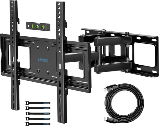 BONTEC TV Wall Mount, Full Motion Bracket for 23-70 Inch TVs, Holds Up to 99lbs, Max VESA 400x400mm, Fits 32 40 50 55 65 Inch LED OLED LCD Flat and Curved Screens, Tilt Swivels with 6 Arms
