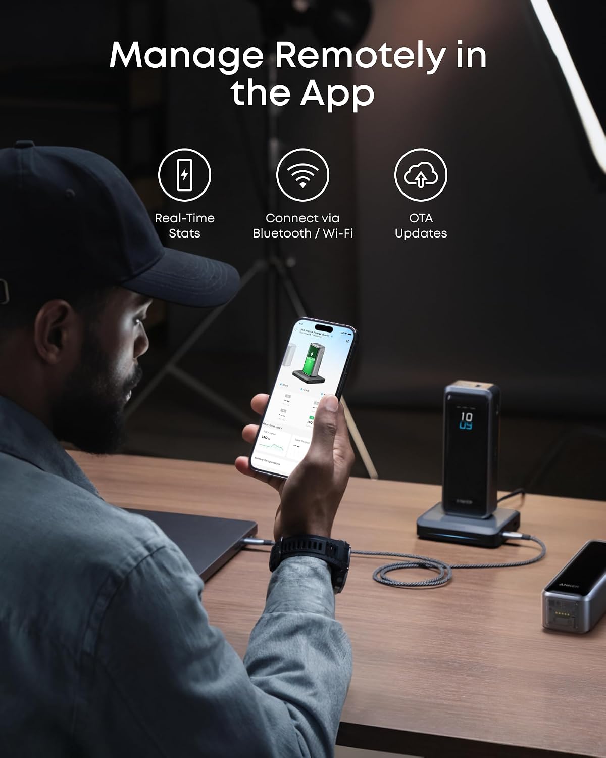 Anker Charging Base for Prime Power Banks with Pogo Pin, 150W Max | Powers Up to 4 Devices, for MacBook Pro / Air, Dell, iPhone 17 / 16 Series, Samsung, and More (Power Bank Not Included)