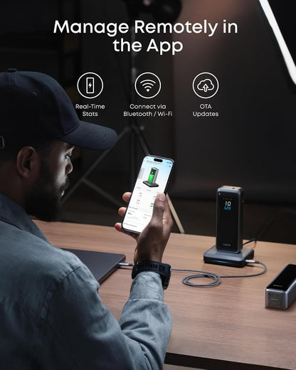 Anker Charging Base for Prime Power Banks with Pogo Pin, 150W Max | Powers Up to 4 Devices, for MacBook Pro / Air, Dell, iPhone 17 / 16 Series, Samsung, and More (Power Bank Not Included)
