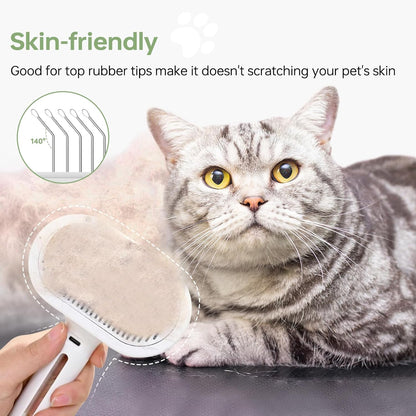 Caseeto Cat Brush for Shedding, 3 In 1 Cat Steam Brush Pet Brush for Shedding Pet Hair Cleaning Brush Comb Steamy Cat Brush Easily Removes Mats, Tangles, and Loose Fur