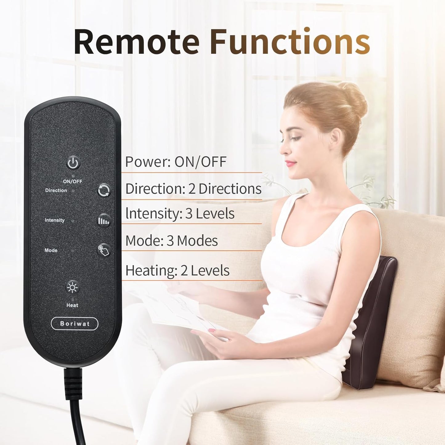 Boriwat Back Massager Neck Massager with Heat, Shiatsu Massage Pillow for Pain Relief, Masseur for Neck, Back, Shoulder and Leg, Gifts for Men Women Mom Dad, Stress Relax at Home and Office