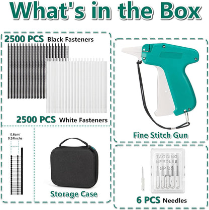 Mini Stitch Gun for Clothes, Mini Clothing Stitcher Gun, Speedy Clothing Fixer Stitchy, Quick Stitch Sewing Gun Kit with 2500 Black & 2500 White Fasteners, 6 Needles and Hard Case - Not Standard Gun