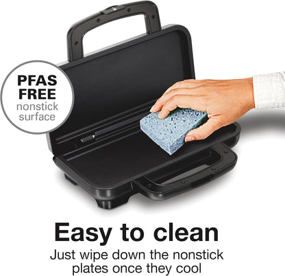 Proctor Silex Deluxe Hot Sandwich Maker, Nonstick Plates, Stainless Steel (25415PS) - PuriLite